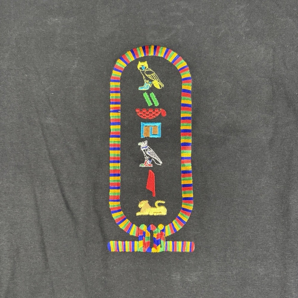 Egypt Pyramid Shirt Mens XXL Black Embroidered Egyptian Cotton Graphic Tee Hip